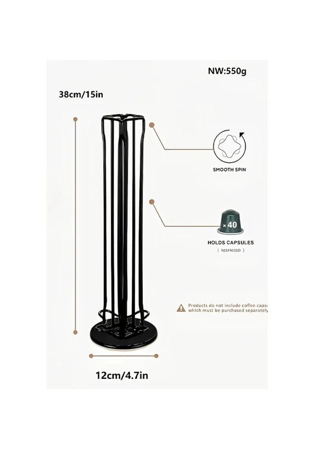Black Coffee Capsule Storage Rack 360 Degree Spinning 40 Pod Organizer - Image 4